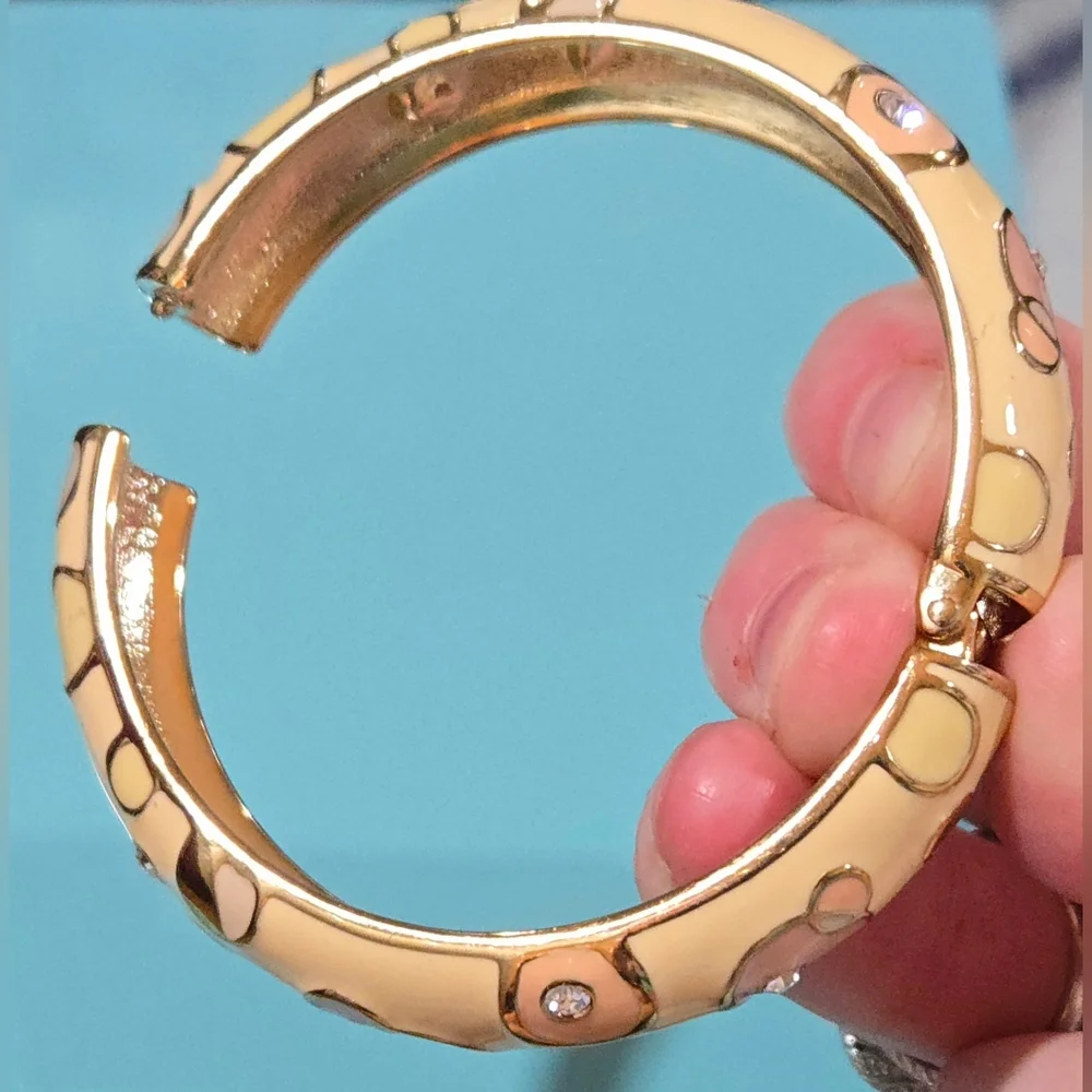 Nordstrom Sequin Bubble Enamel Sparkling Crystals Hinge Bangle‎ Bracelet NWOT